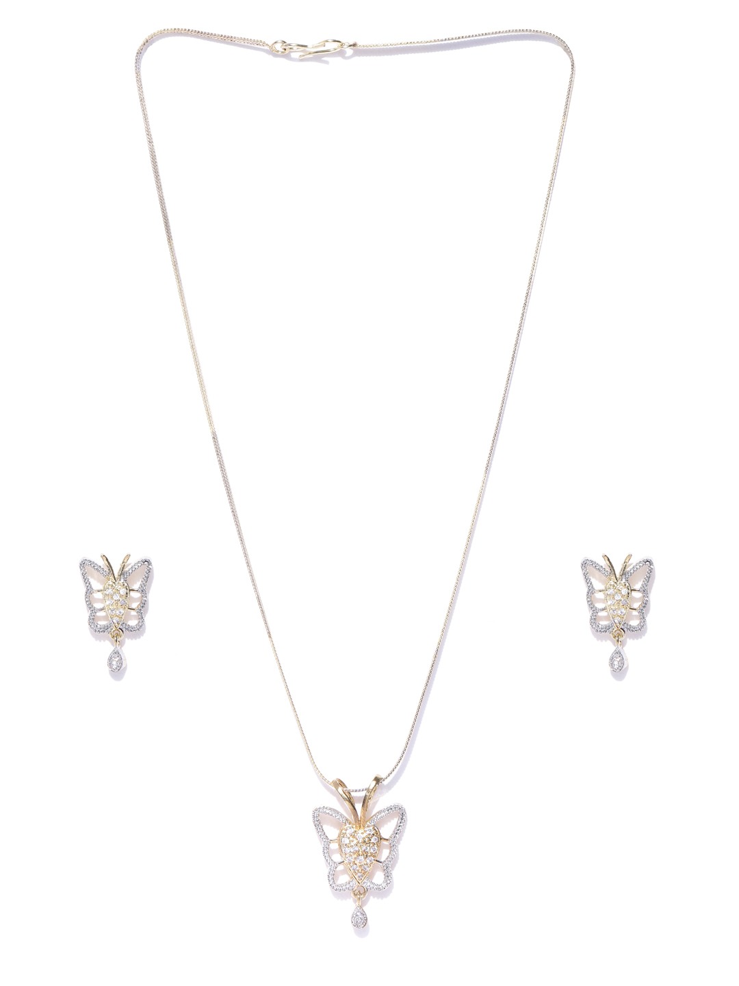YouBella Jewellery Set for Women American Diamond Combo of Necklace Set with Earrings, Bracelet and Ring for Girls and Women (Silver)